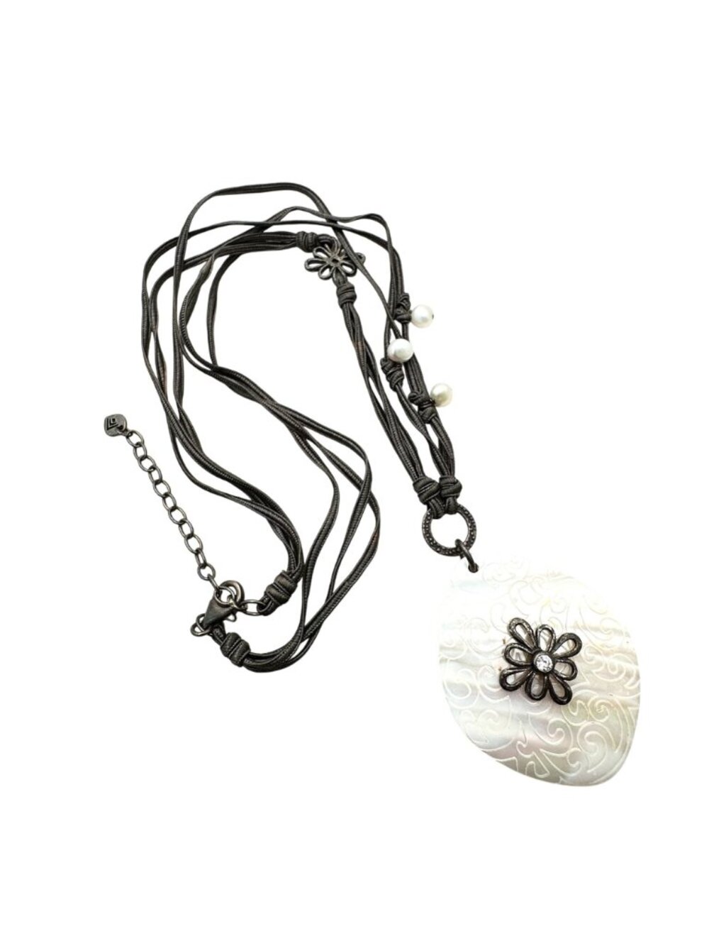 SILPADA Sterling Silver Necklace GRACE NOTES Mother of Pearl Shell Pendant N2226